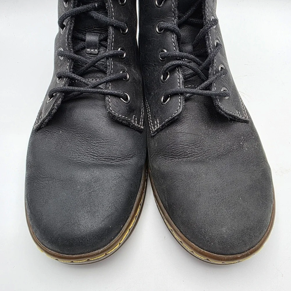 Dr. Martens Tehani Boots‎ Womens 10 Black Leather Fold Over Combat Punk Grunge - Picture 8 of 13